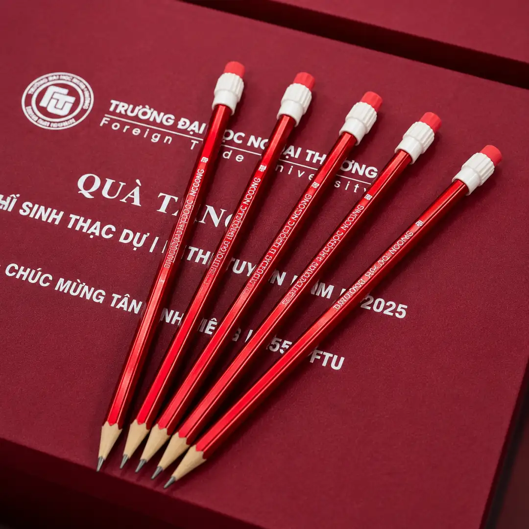 Bút Chì Gỗ Sơn Đỏ In/Khắc Logo - Ảnh 4