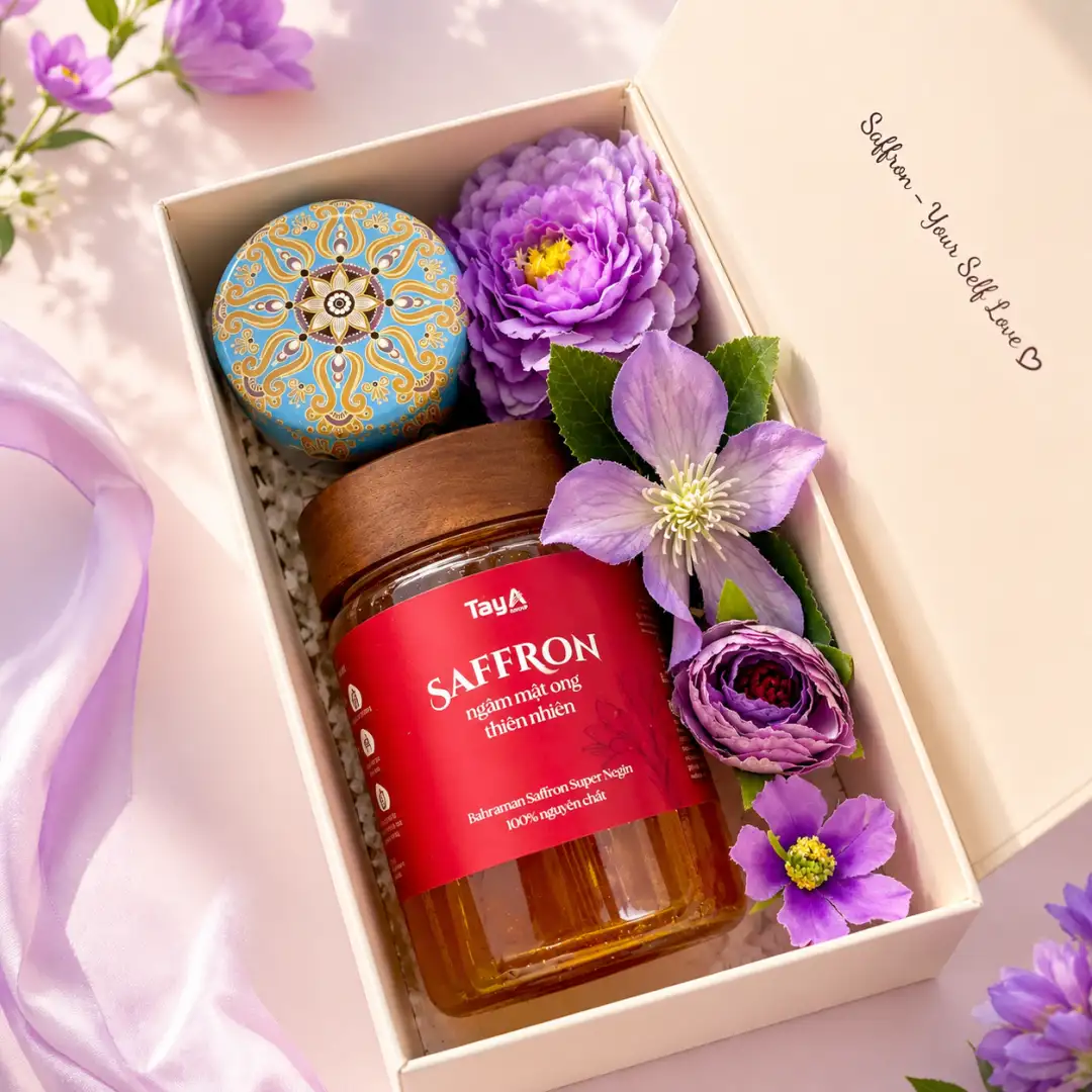 Set Quà Tặng Doanh Nghiệp Saffron Mật Ong (Tone Tím Sang Trọng)